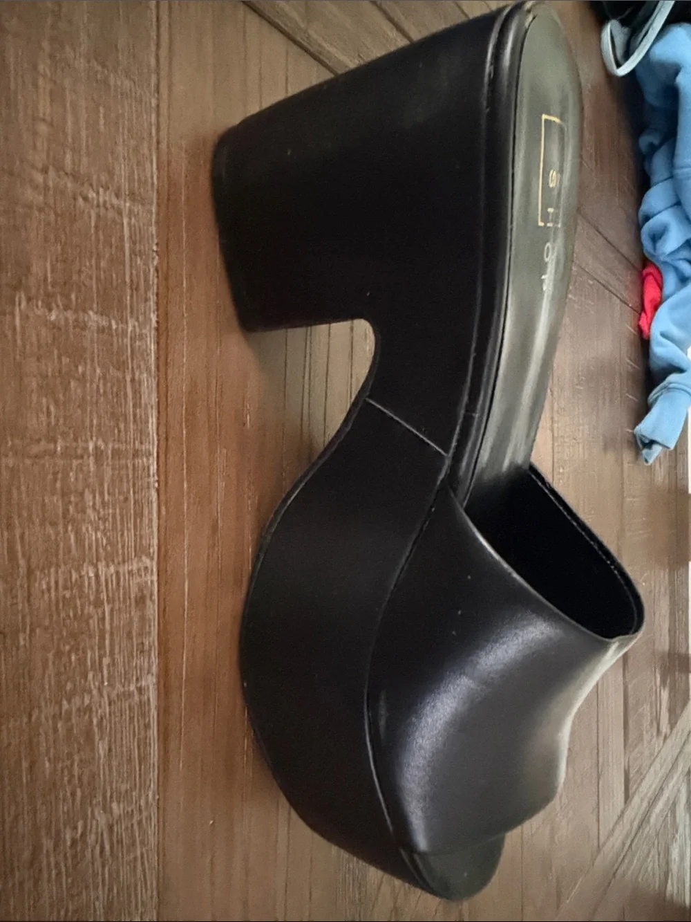ShuShop Black Platform Block Heel Maddie Mules